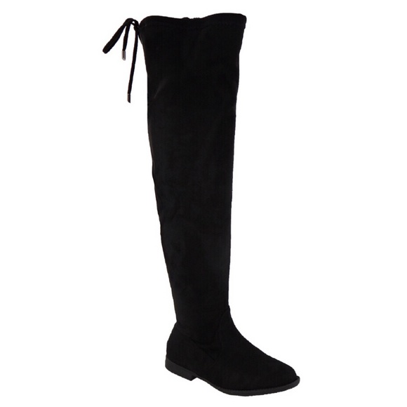New Women’s Over-The-Knee Back Lace-Up Boot -Black - Picture 3 of 5